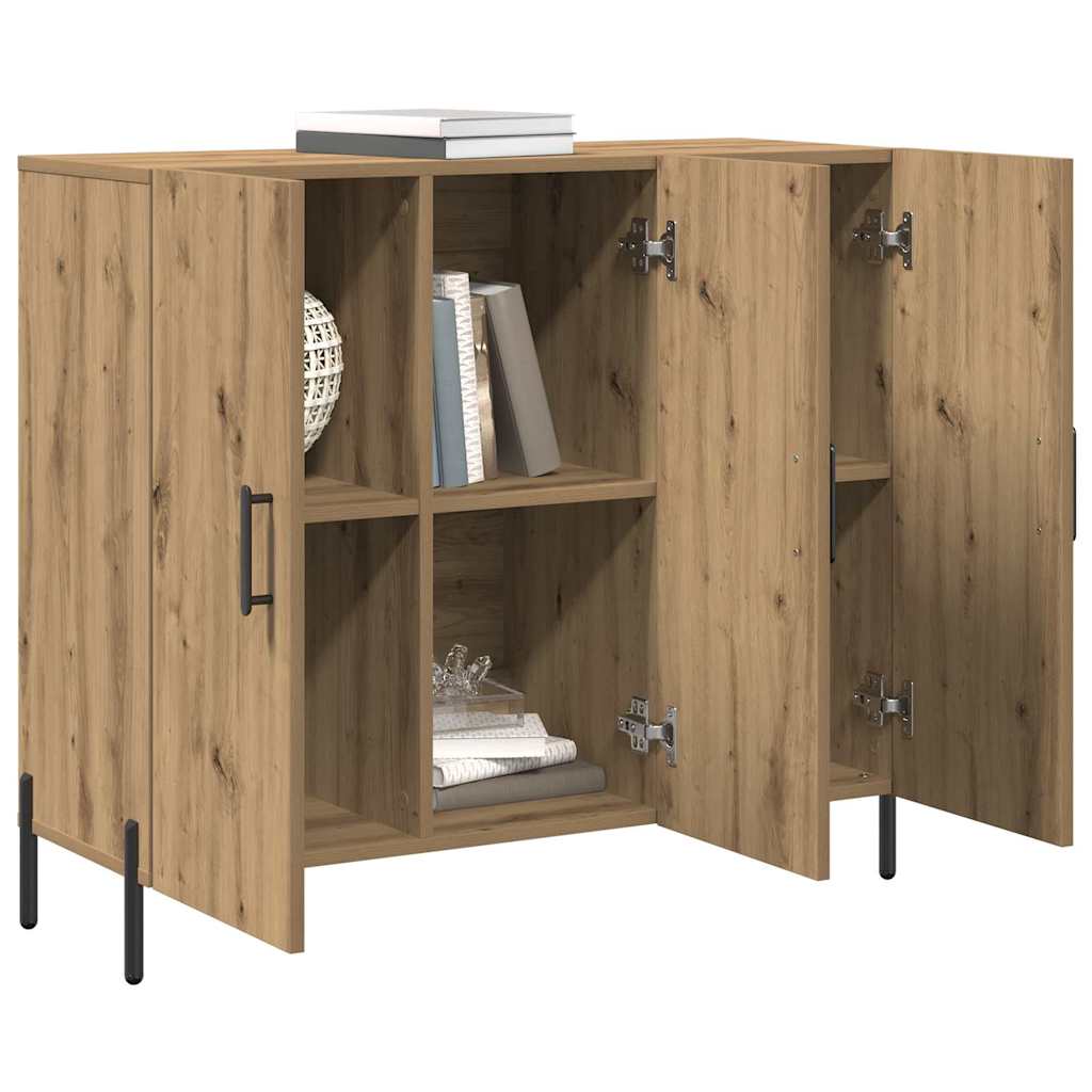 vidaXL Dressoir Artisan van Eiken 90x34x80 cm Gemaakt van Geengineerd Hout