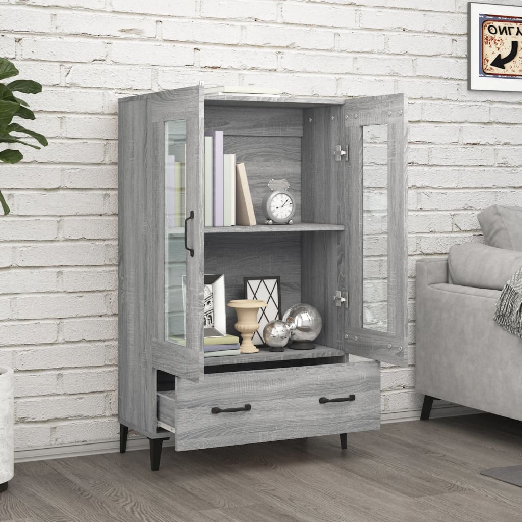 vidaXL Hoge kast 70x31x115 cm bewerkt hout grijs sonoma eikenkleurig