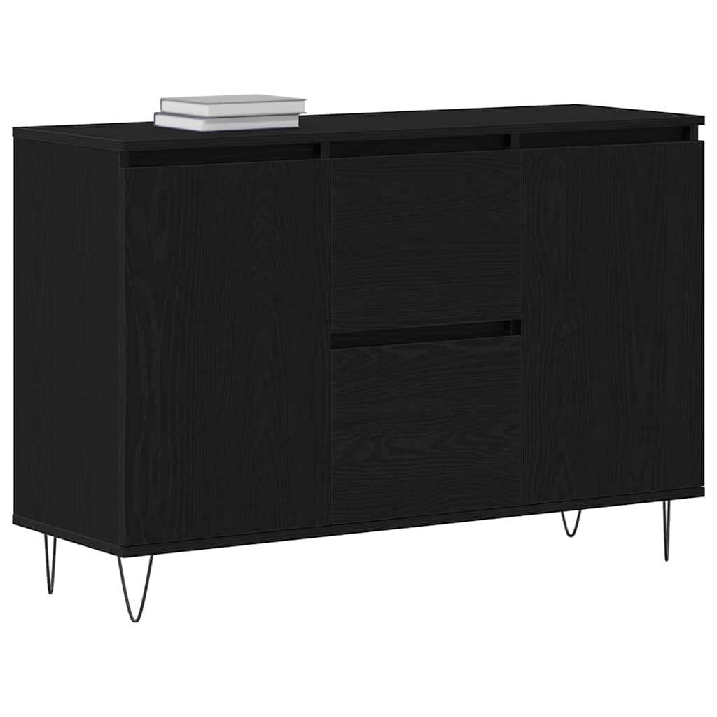vidaXL Dressoir 101,5x35x70 cm bewerkt hout zwart eikenkleurig