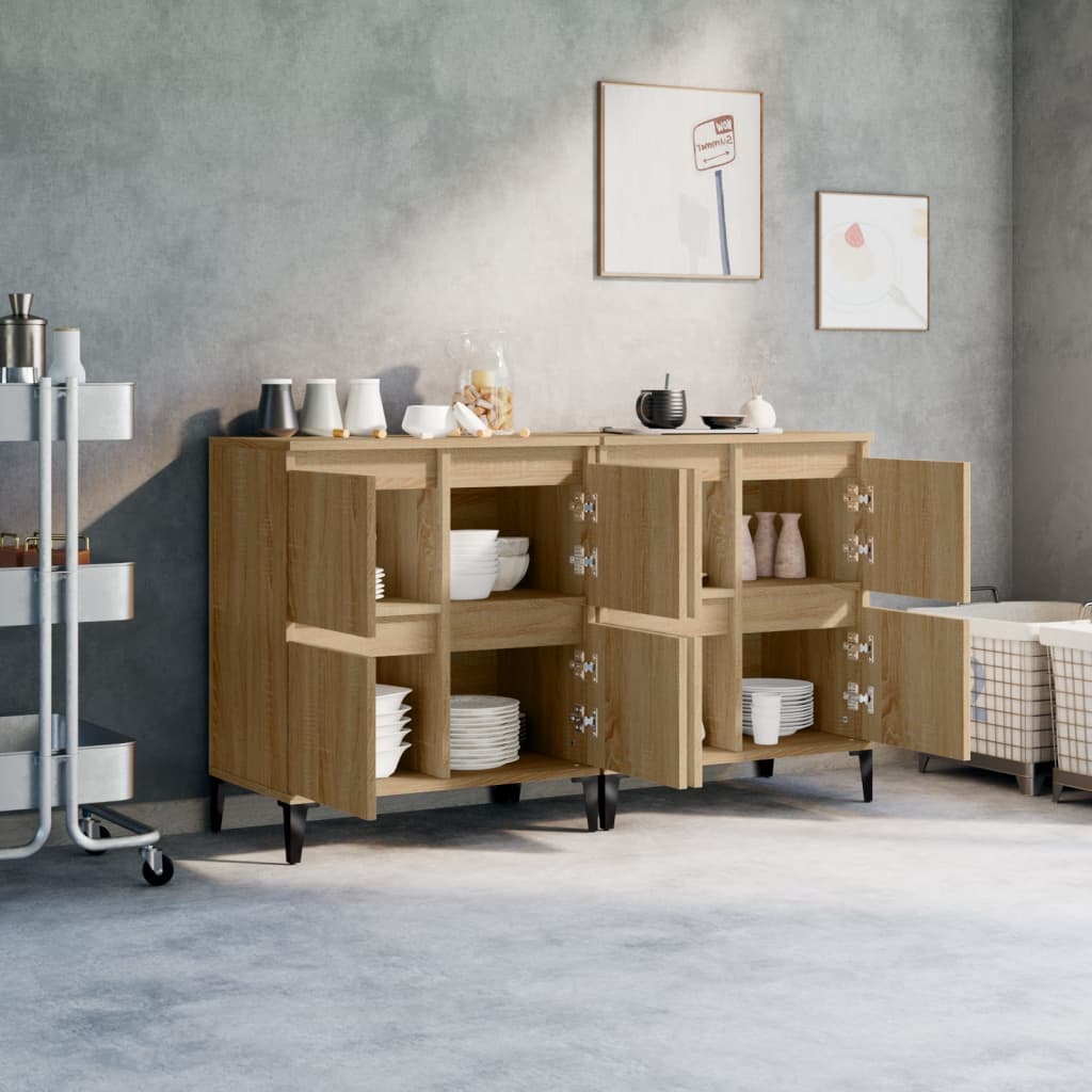 vidaXL Dressoirs 2 st 60x35x70 cm bewerkt hout sonoma eikenkleurig