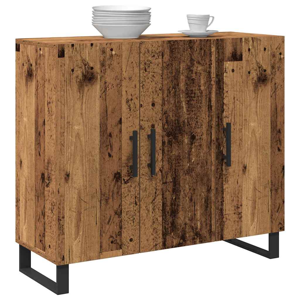 vidaXL Dressoir met 3 deuren 90x34x80 cm bewerkt hout oud houtkleurig