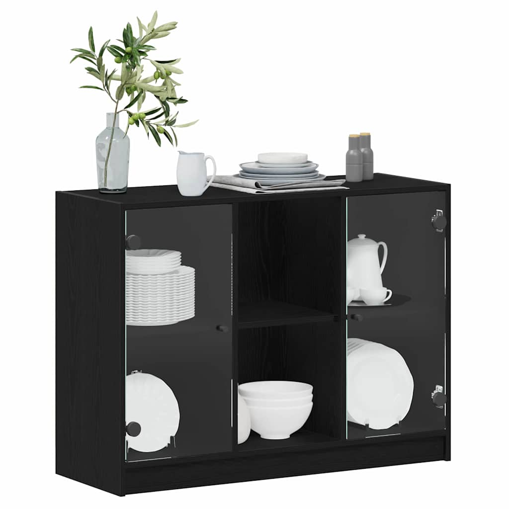 vidaXL Dressoir 102x37x75,5 cm bewerkt hout zwart eikenkleurig