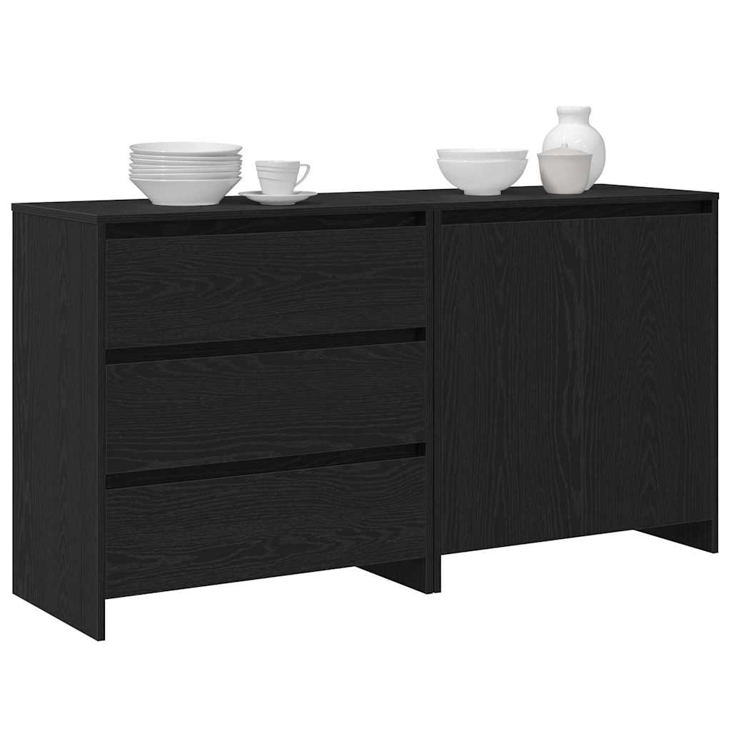 vidaXL Dressoirs2 st bewerkt hout zwart eikenkleurig