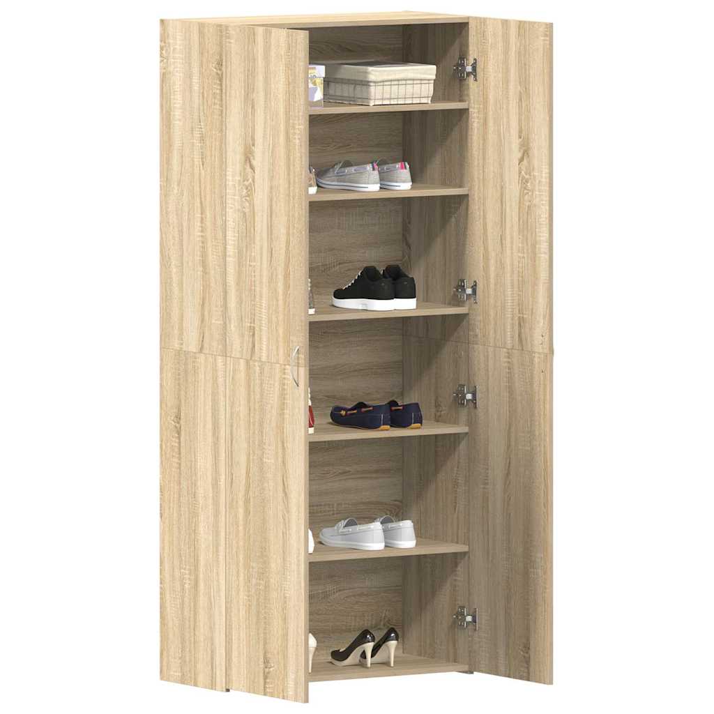 vidaXL Schoenenkast 80x35,5x180 cm bewerkt hout sonoma eikenkleurig