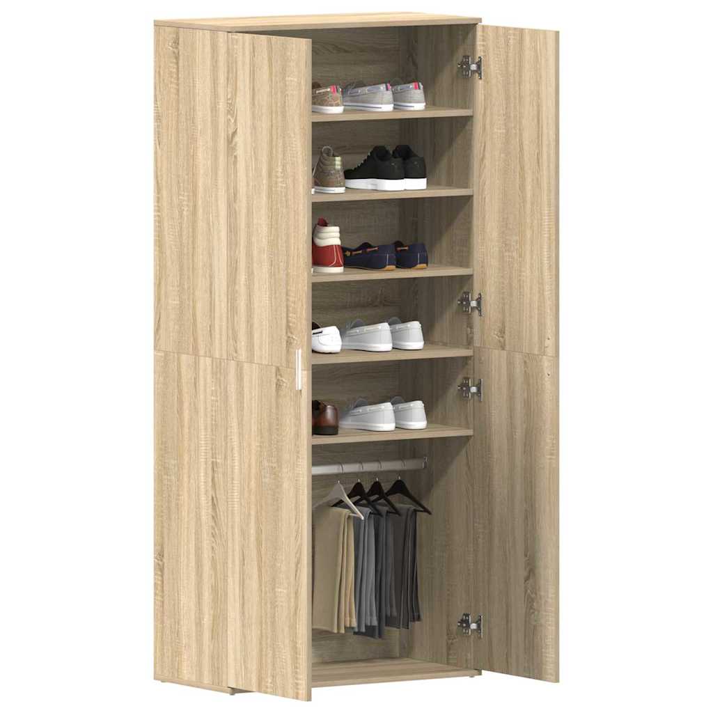 vidaXL Schoenkast Sonoma Eiken 80x39x180 cm Geengineerd Hout