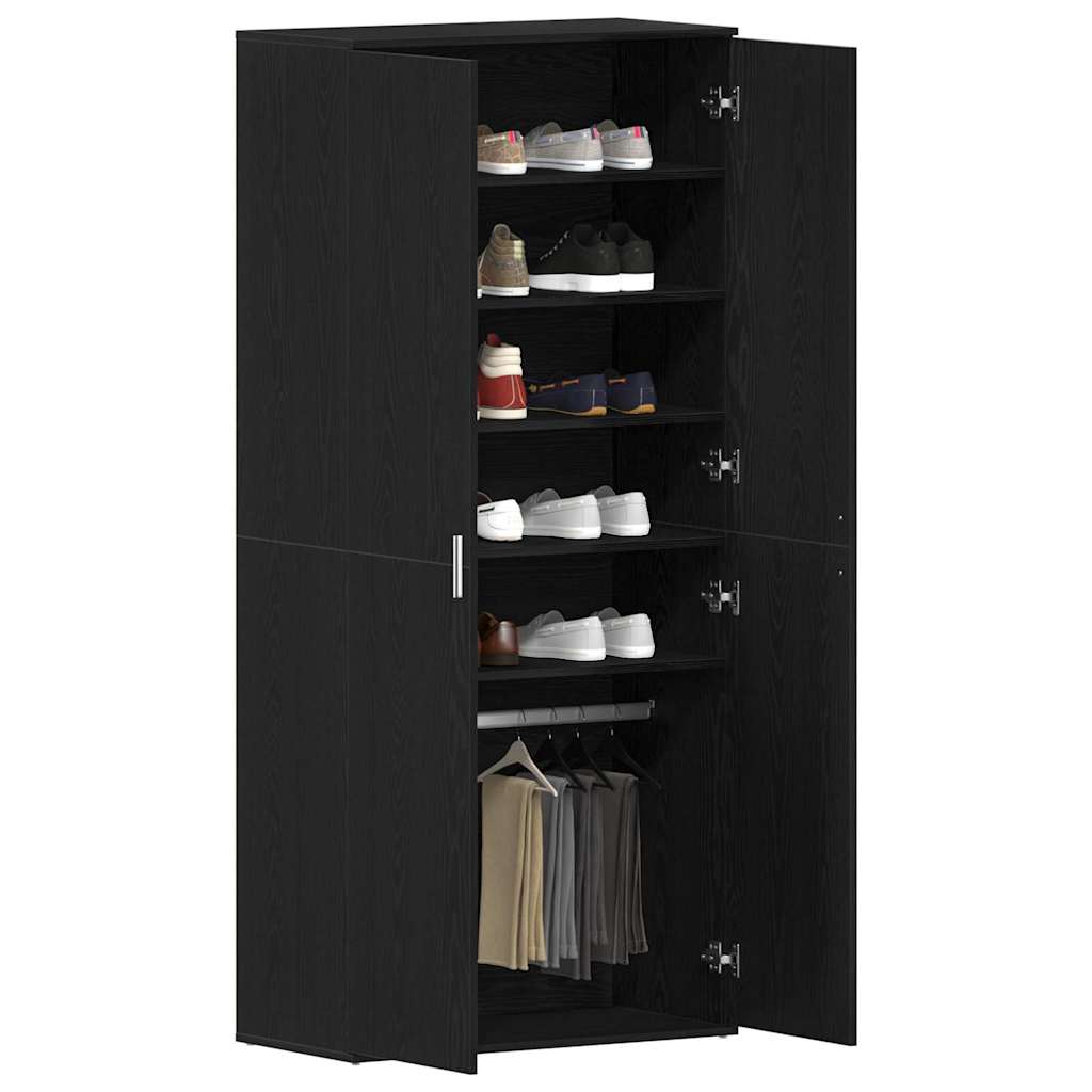 vidaXL Schoenkast Zwart Eiken 80x39x180 cm Gelaagd Hout