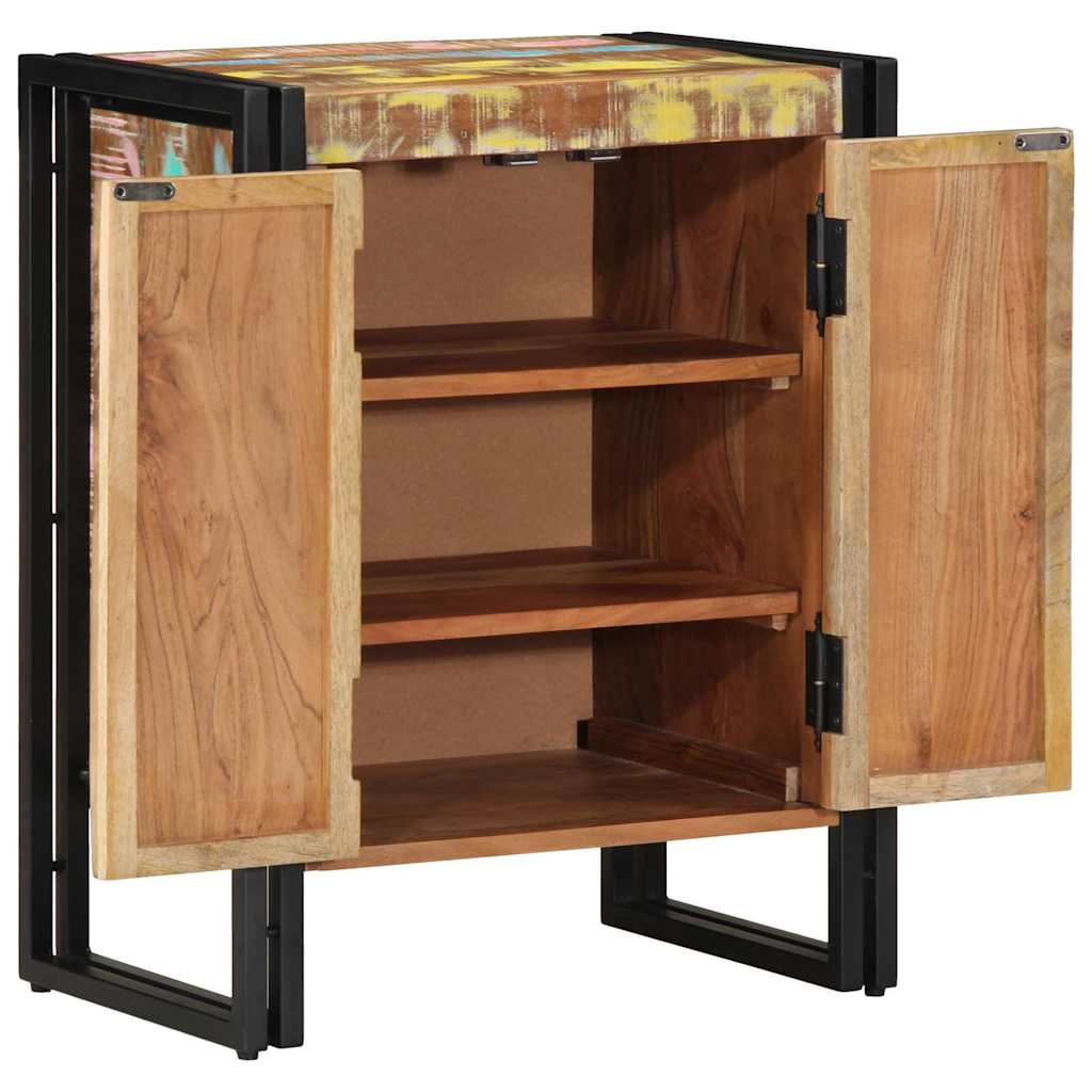vidaXL Schoenkast 30x30x40 cm massief gerecycled hout en staal zwart