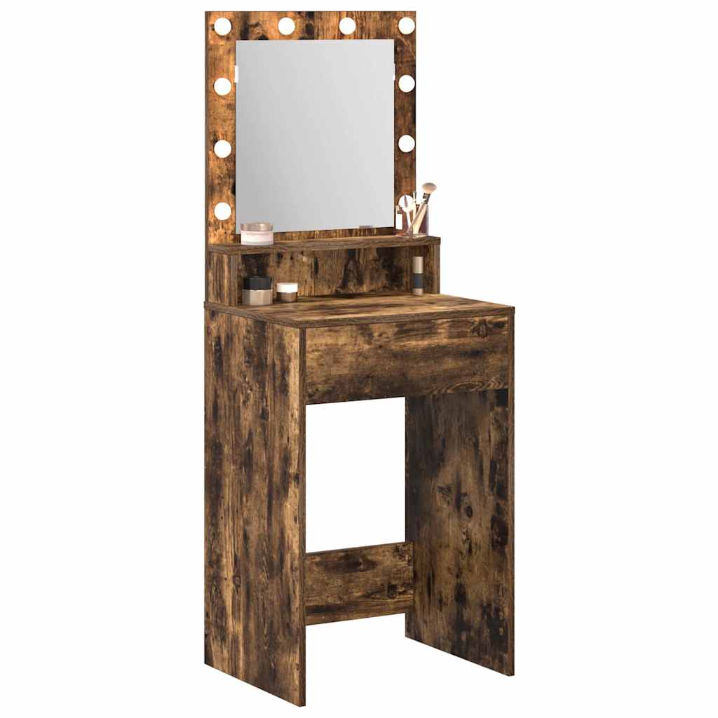 vidaXL Make-uptafel met LED-verlichting - Gerookt Eiken 50x41x135 cm