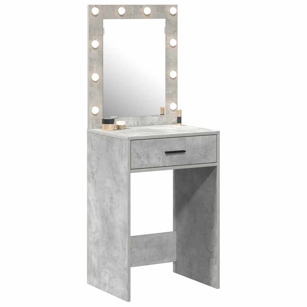 vidaXL Make-up Tafel met LED Verlichting - Beton Grijs, 50x41x135 cm