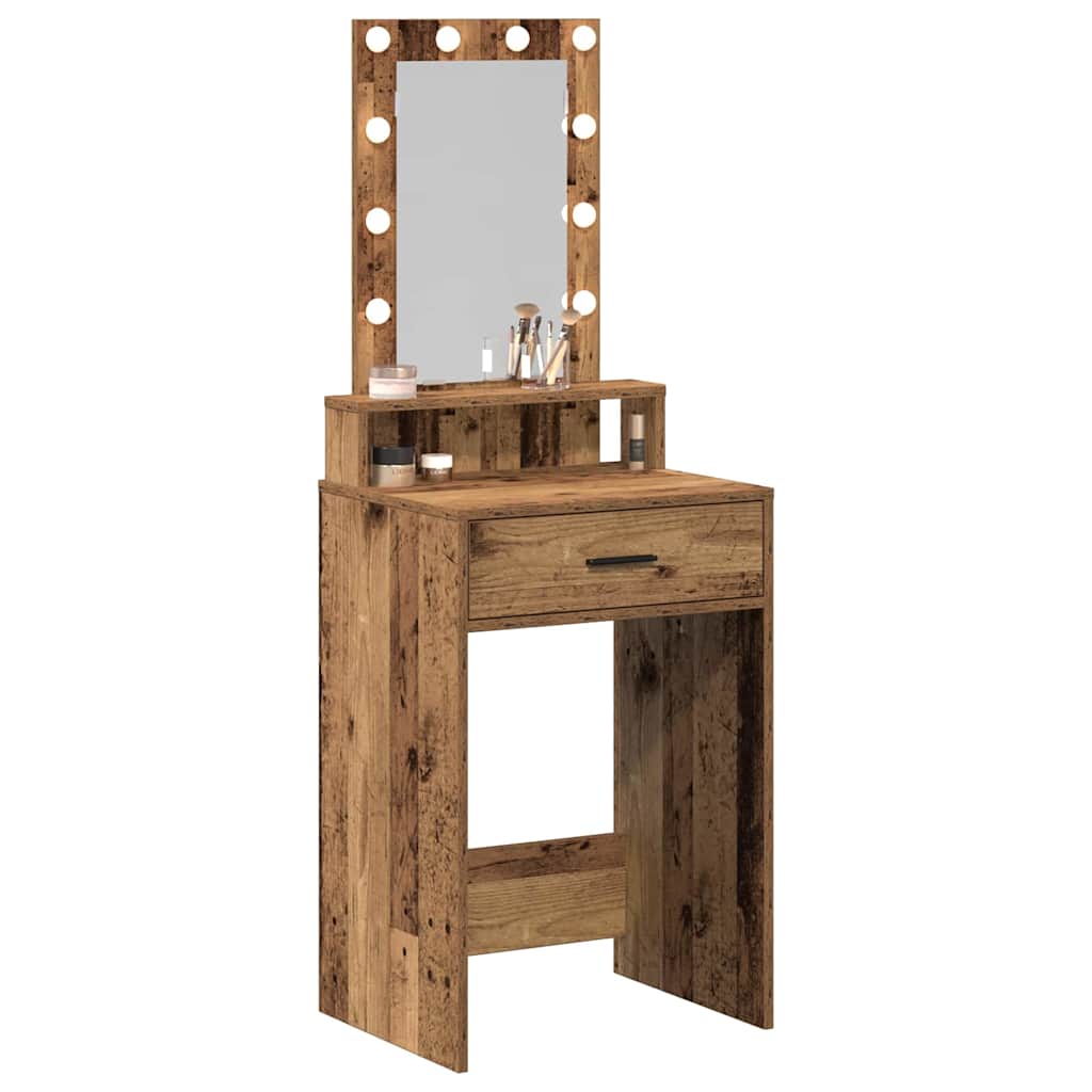 vidaXL Kaptafel met LED-verlichting 50x41x140 cm oud houtkleurig