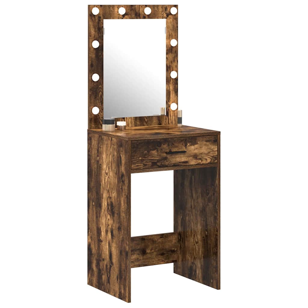 vidaXL Kaptafel met LED Verlichting - Rokende Eik 50x41x135 cm