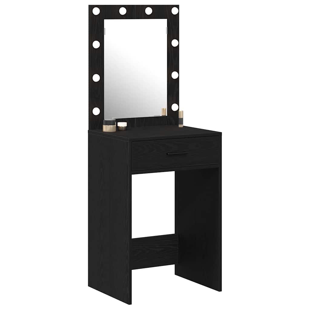 vidaXL Make-uptafel met LED-verlichting - Zwart Eiken 50x41x135 cm