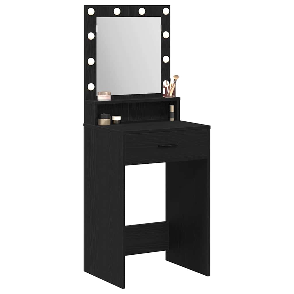 vidaXL Makeuptafel met LED-verlichting - Zwart Eiken, 50x41x135 cm