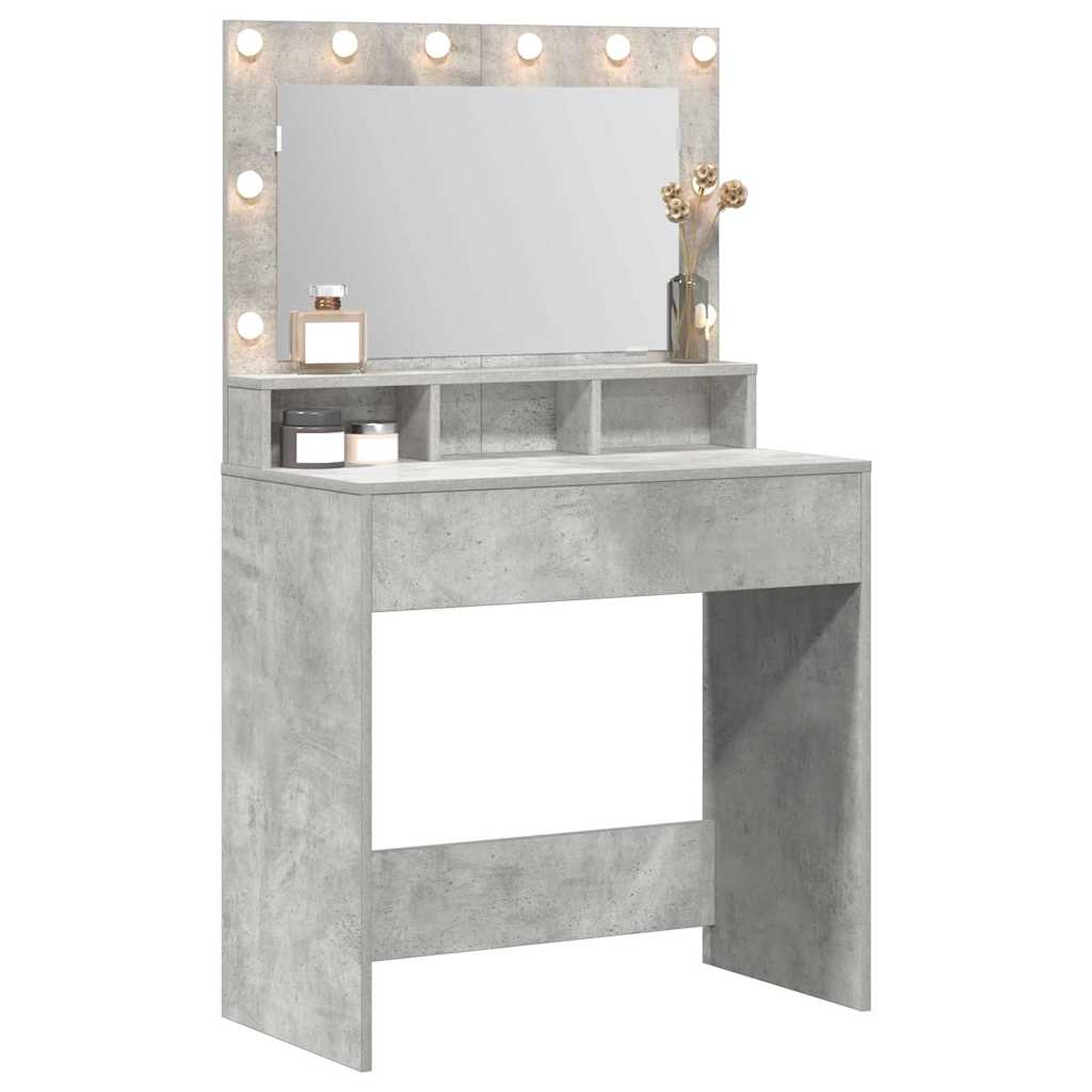 vidaXL Kaptafel met LED Verlichting in Betongrijs, 79x41x135 cm