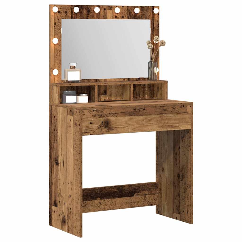 vidaXL Make-uptafel met LED-verlichting - Vintage stijl, 79x41x135 cm