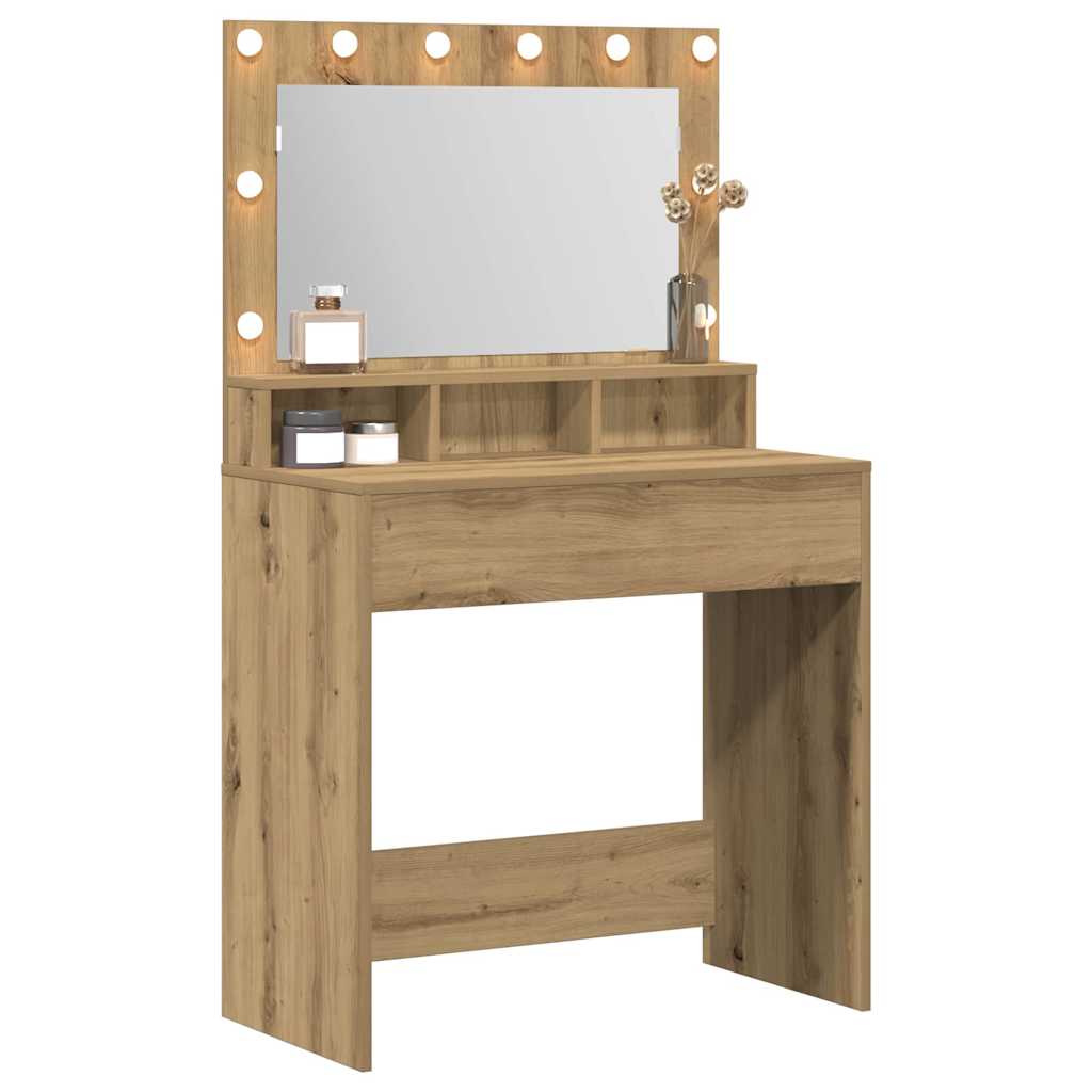 vidaXL Kaptafel met LED Verlichting - Artisan Eiken - 79 x 41 x 135 cm