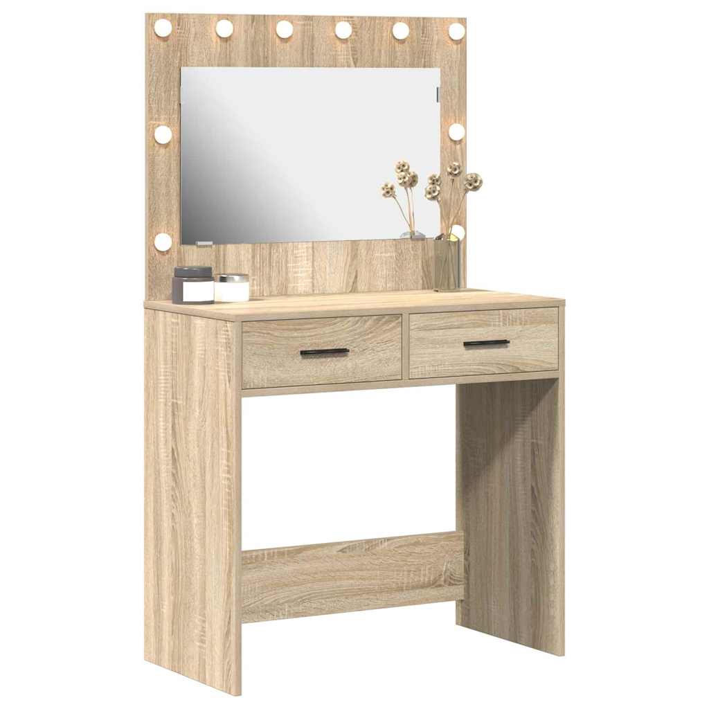 vidaXL Make-uptafel met LED-verlichting Sonoma Eiken 78,5x41x135 cm