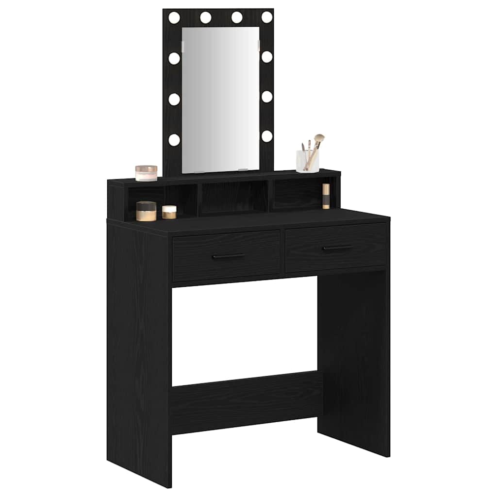 vidaXL Zwarte Eiken Kaptafel met LED Verlichting - 79x41x140 cm