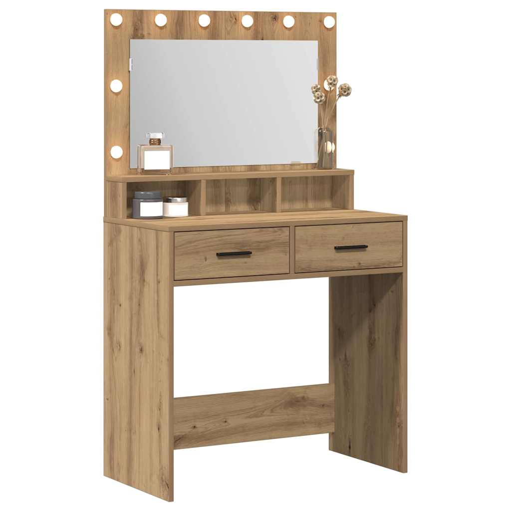 vidaXL Kaptafel met LED-verlichting Artisan Eiken 79x41x135 cm