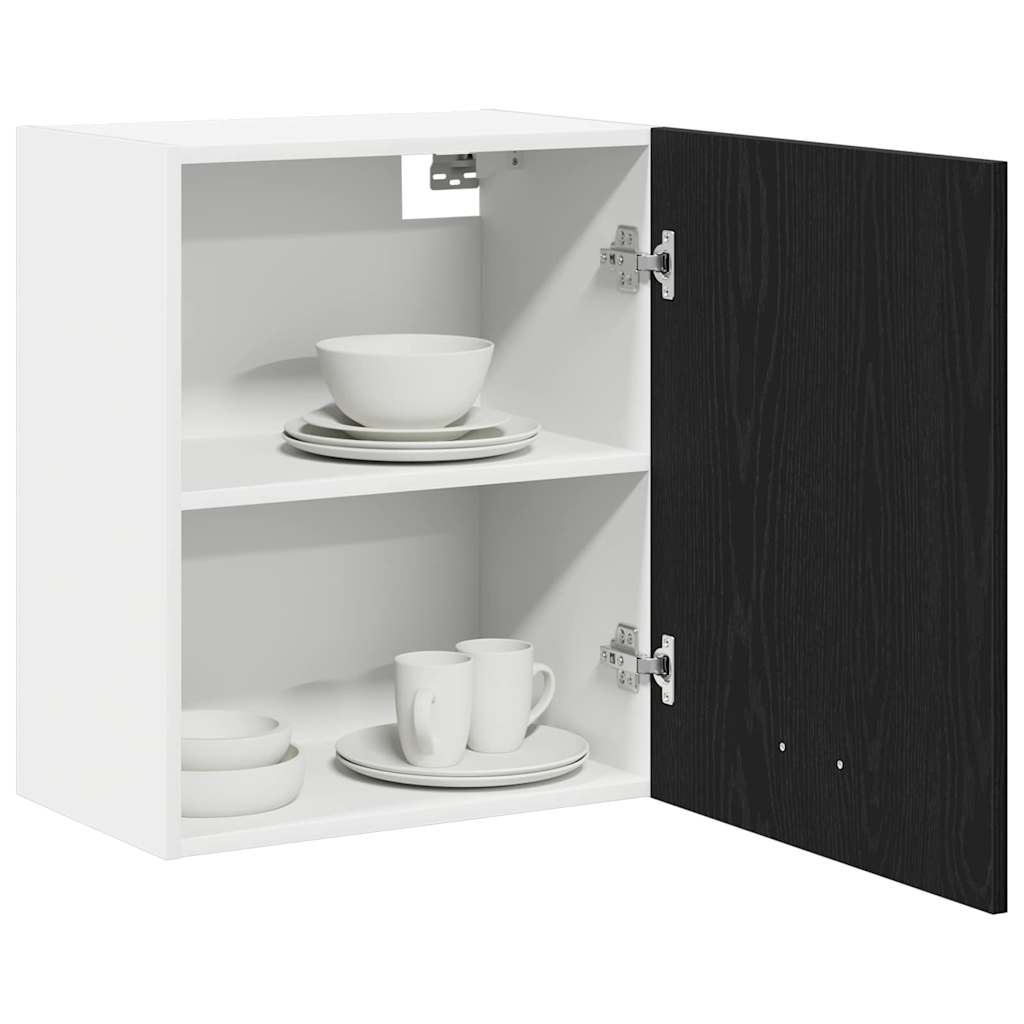 vidaXL Zwarte Eiken Hangkast 50x31x60 cm, van hout gemaakt