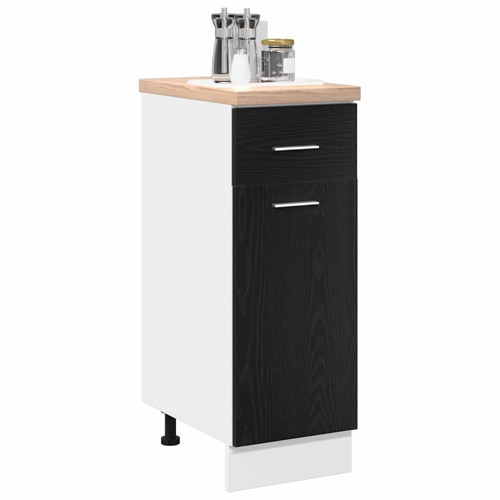 vidaXL Zwarte Eiken Ladebodemkast - 30x46x81,5 cm, gemaakt van engineered wood