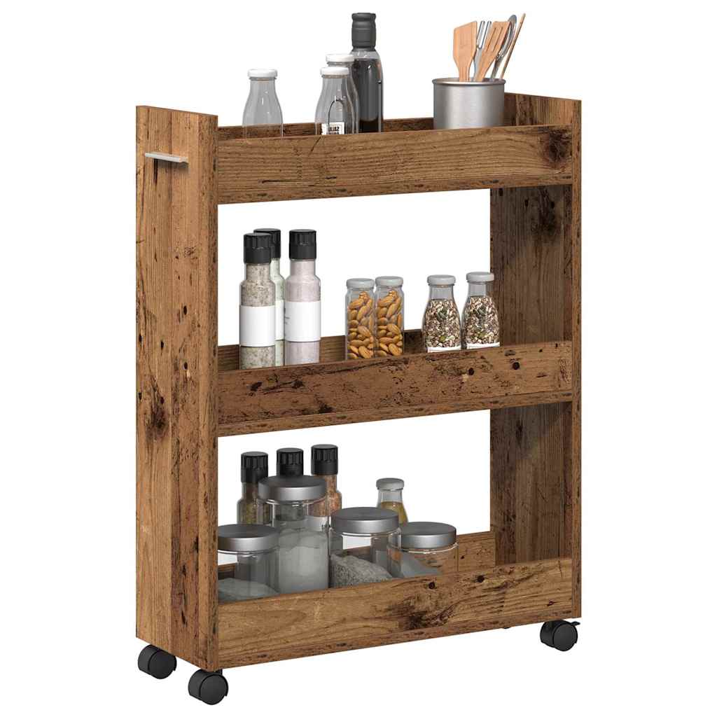 vidaXL Rolkast 60x22x79 cm bewerkt hout oud houtkleurig