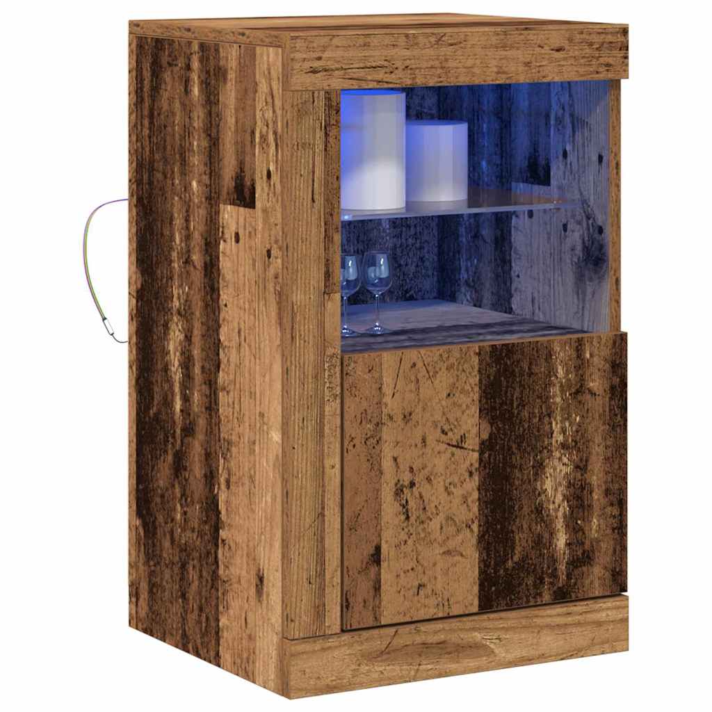 vidaXL Dressoir met LED-verlichting 41x37x67 cm oud houtkleurig