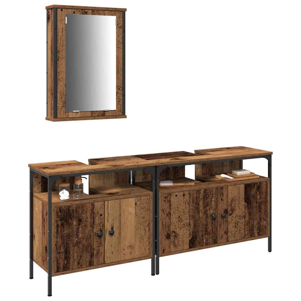 vidaXL Badkamer Wastafel Kast met Ingebouwde Wasbak Oud Hout Bewerkt Hout