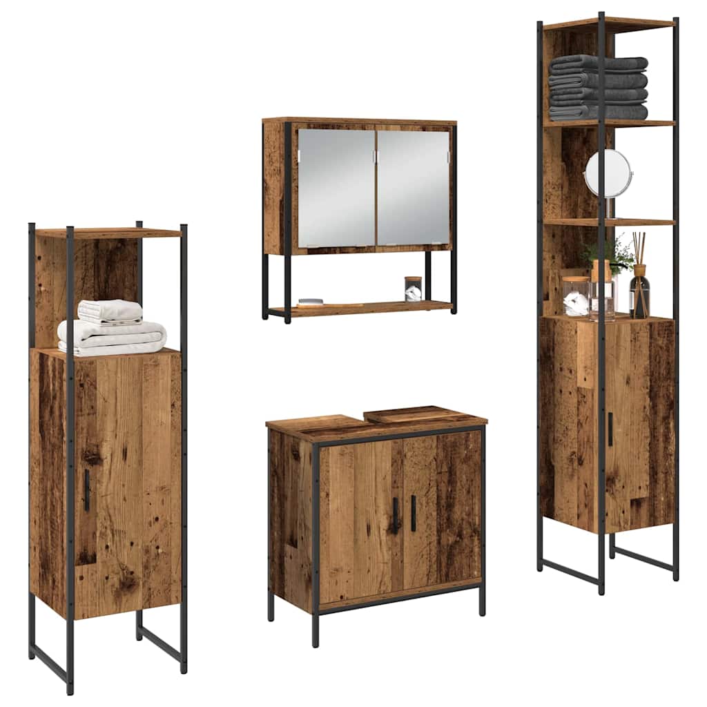 vidaXL Set van 4 badkamermeubilair van oud hout