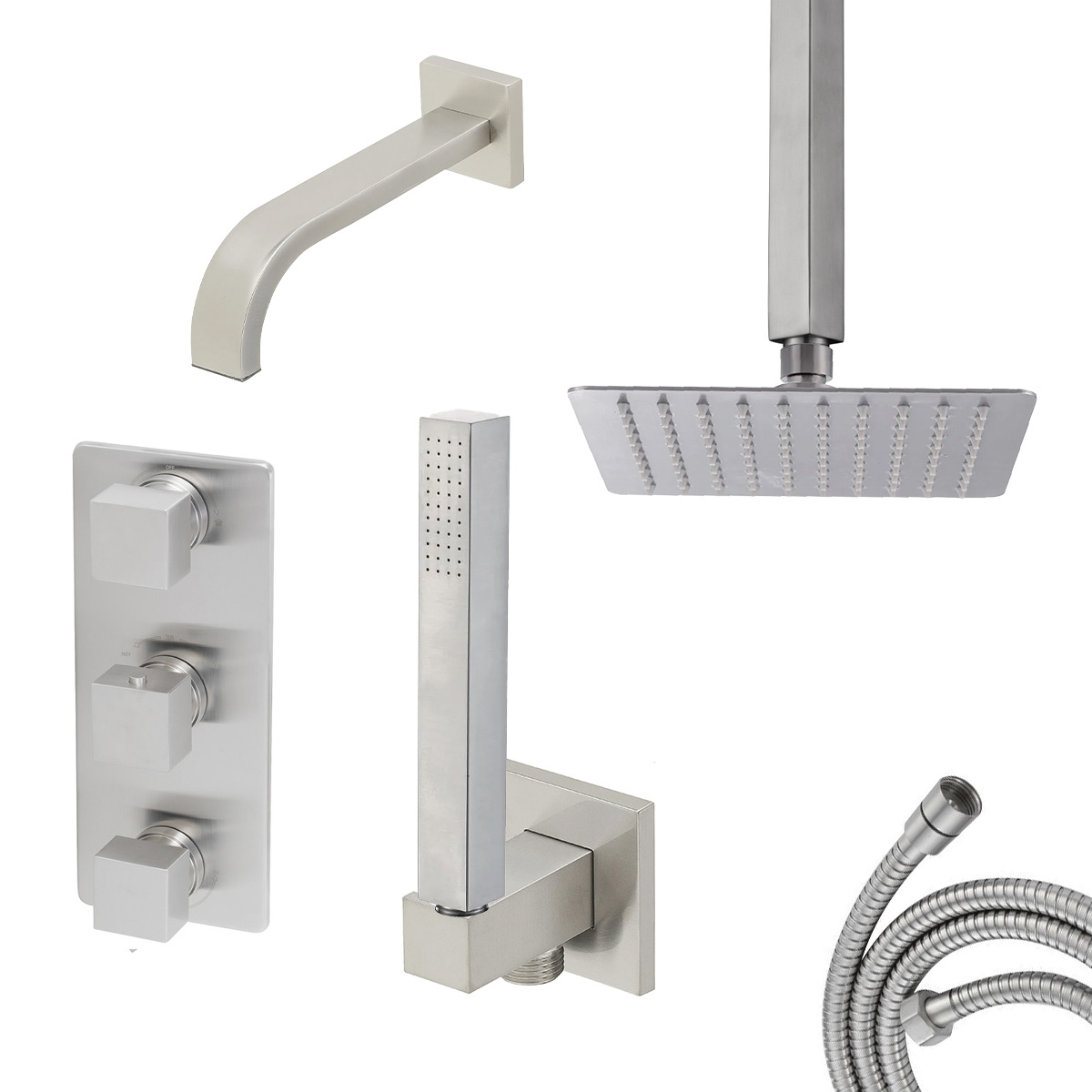 Mueller Cube inbouw regendouche 3-wegs met 20cm hoofddouche en plafondarm RVS