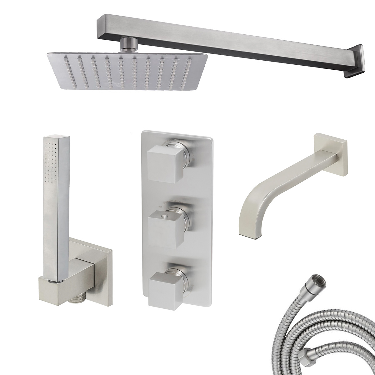Mueller Cube inbouw regendouche 3-wegs met 20cm hoofddouche en muurarm RVS