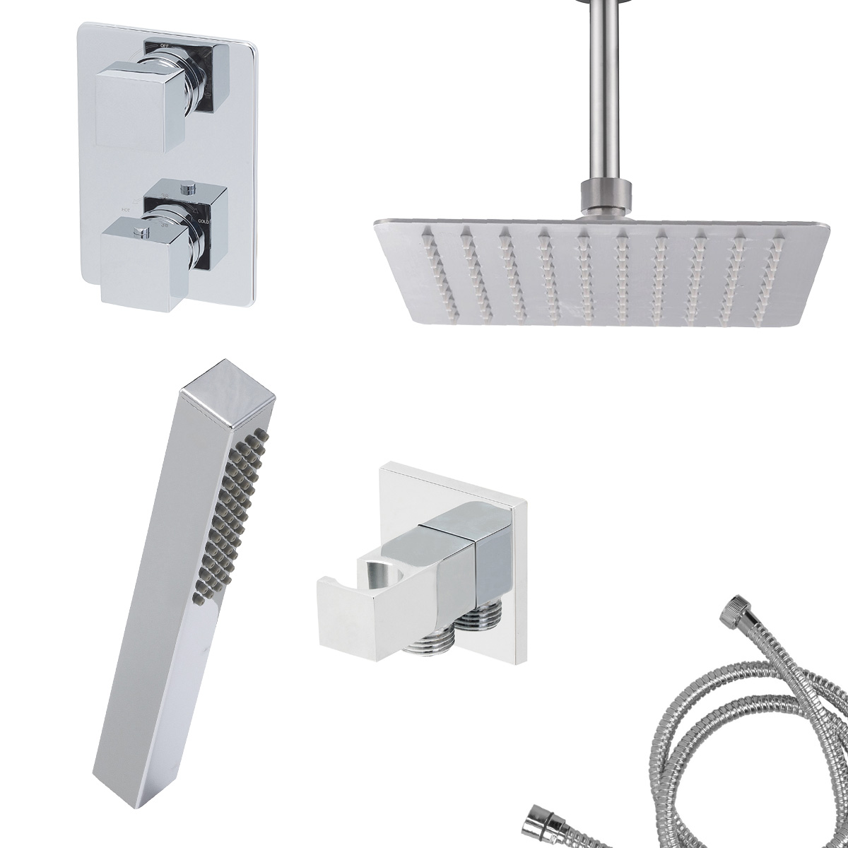 Mueller Cube inbouw regendouche 2-wegs met 30cm hoofddouche chroom