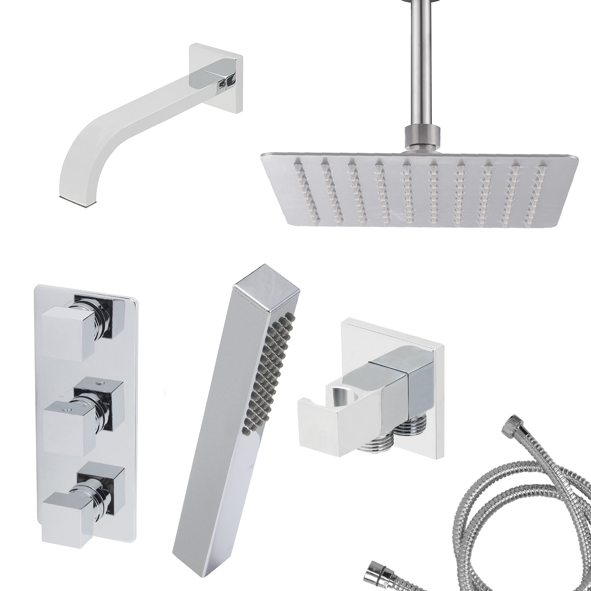 Mueller Cube inbouw regendouche 3-wegs met 30cm hoofddouche chroom