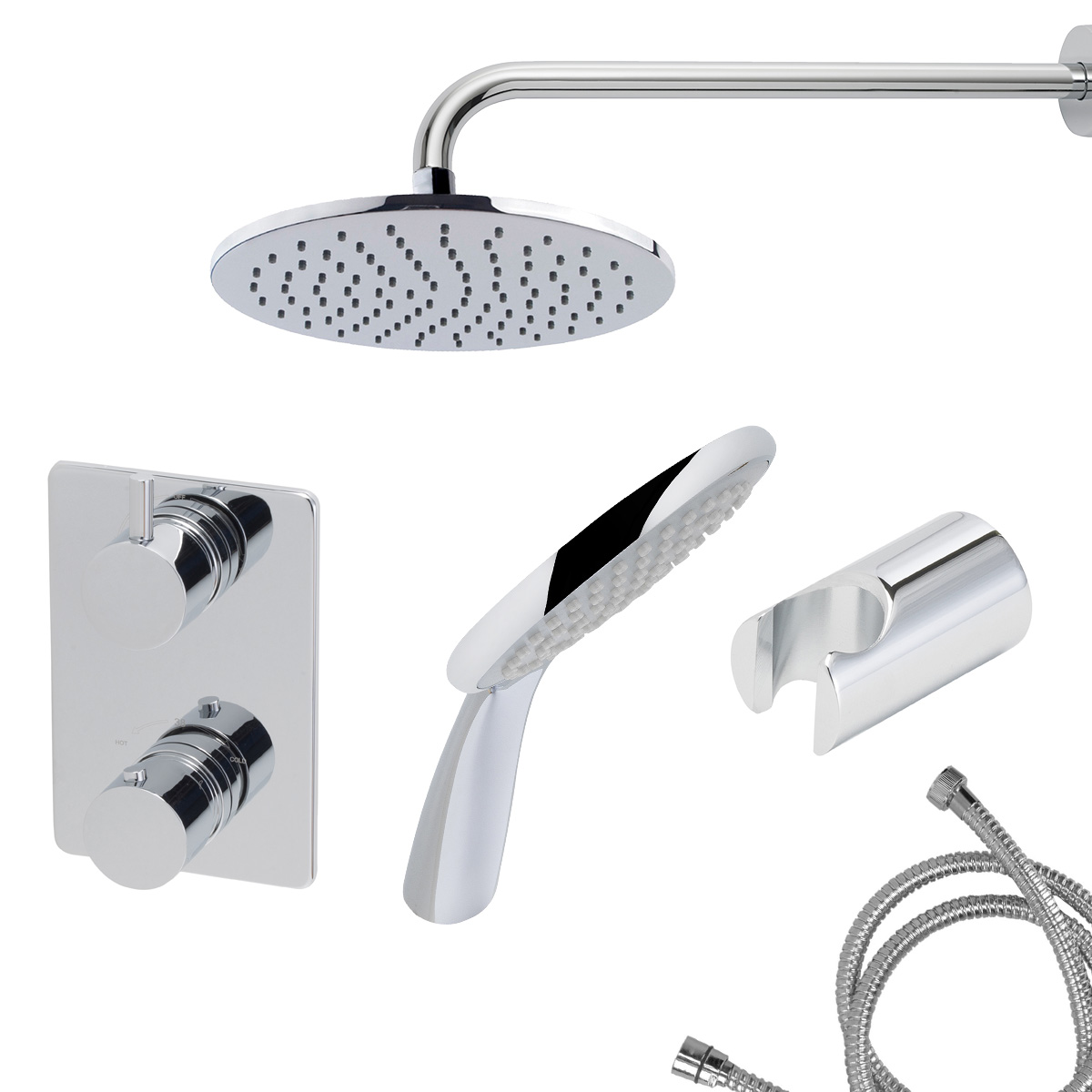 Mueller Round inbouw regendouche 2-wegs met ronde handdouche en muurarm 45cm chroom
