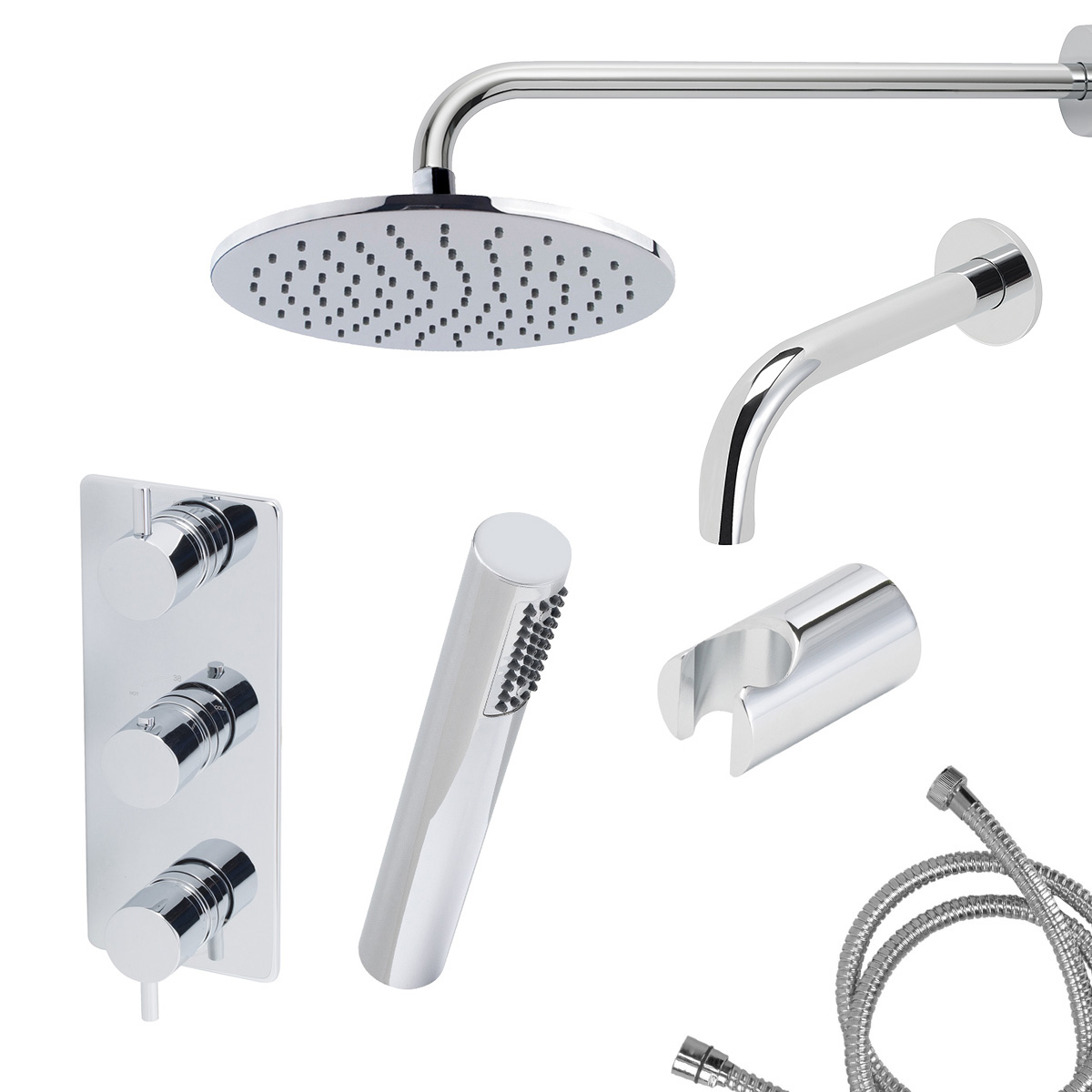 Mueller Round inbouw regendouche 3-wegs met staafhanddouche en muurarm 45cm chroom