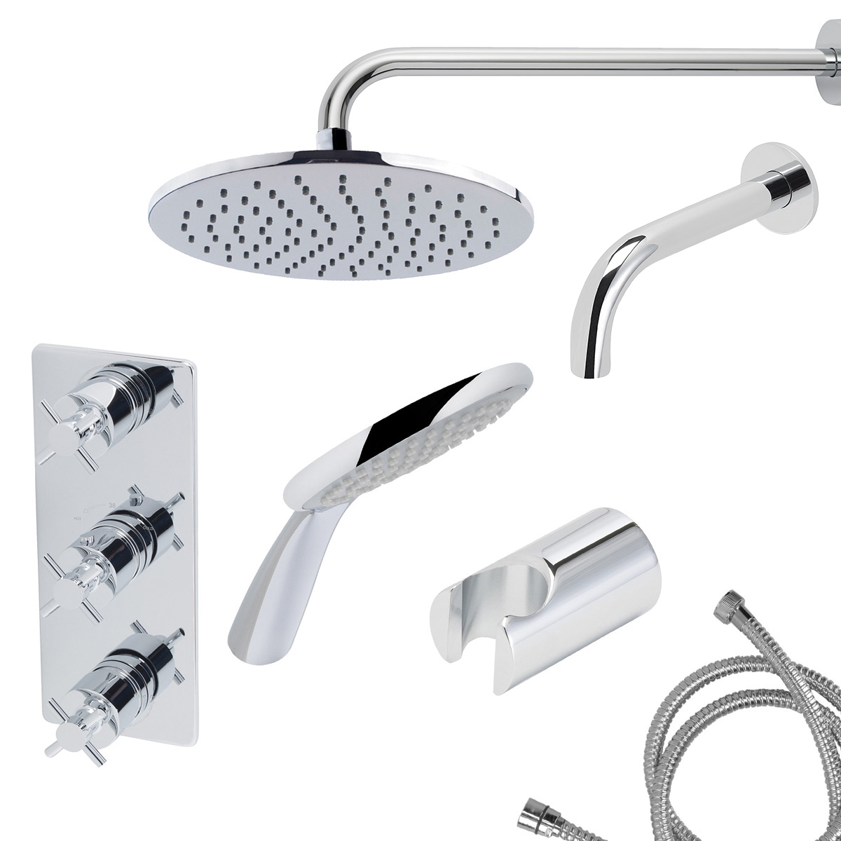 Mueller Mika inbouw regendouche 3-wegs met 25cm hoofddouche chroom