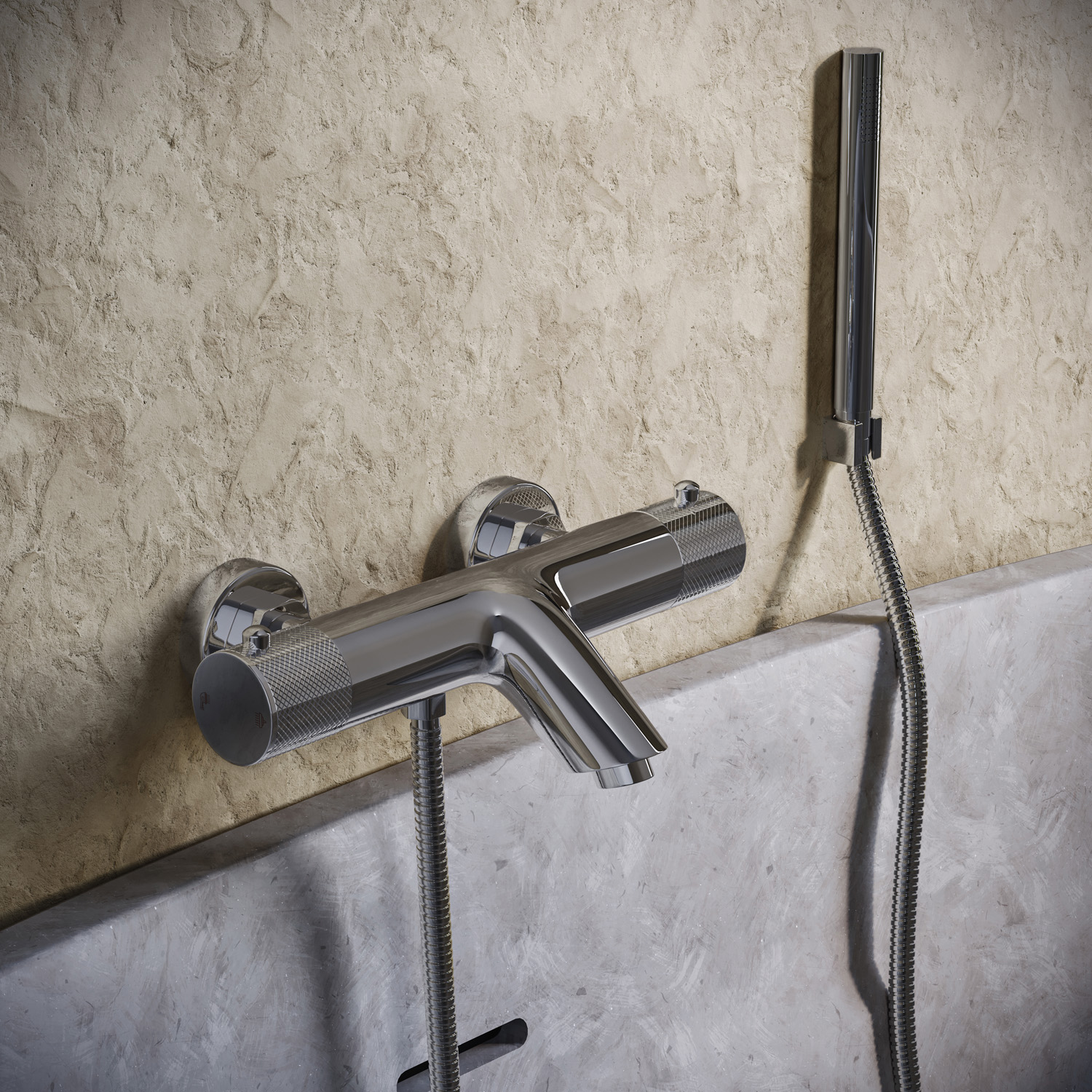 Saniclear Talpa Curved thermostatische opbouw badkraan met handdouche chroom