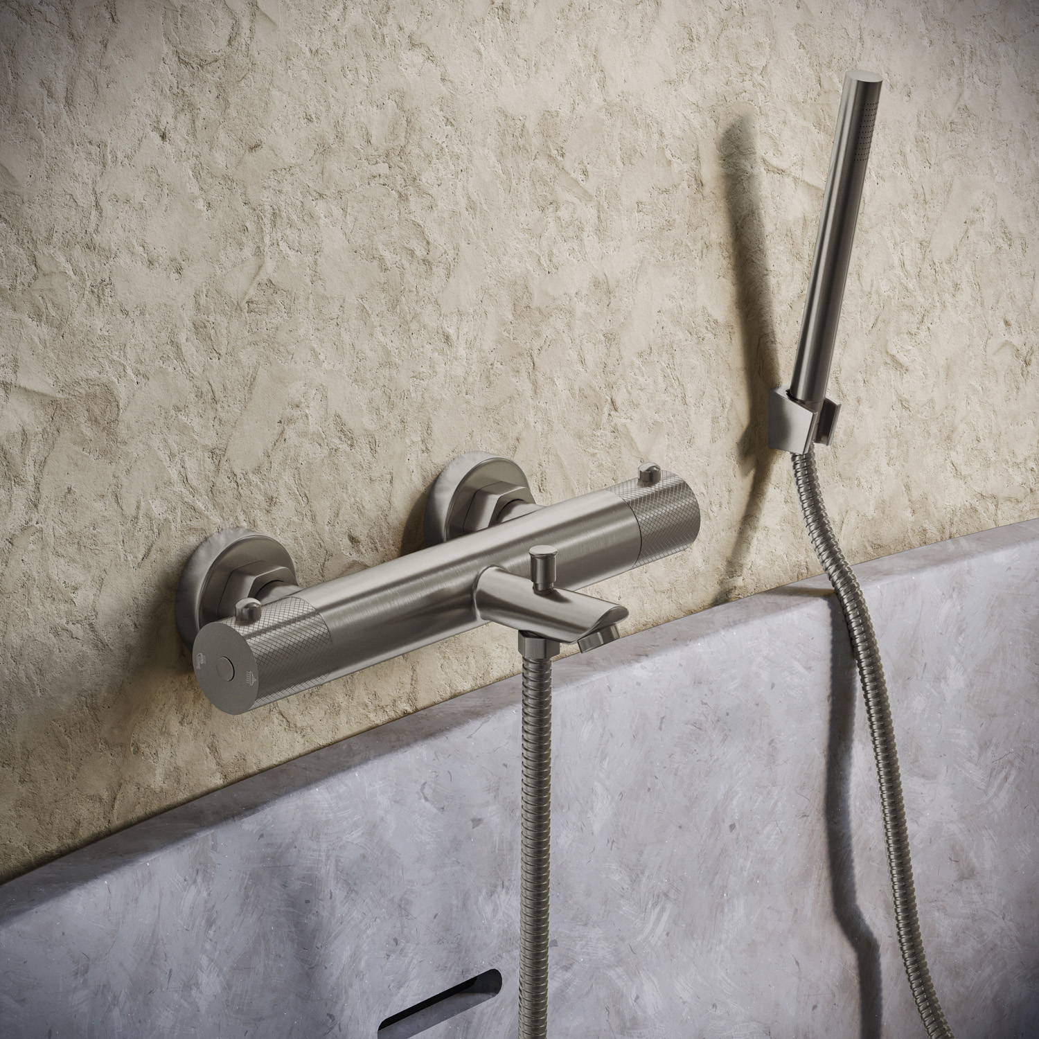 Saniclear Exclusive Curved thermostatische opbouw badkraan met handdouche RVS