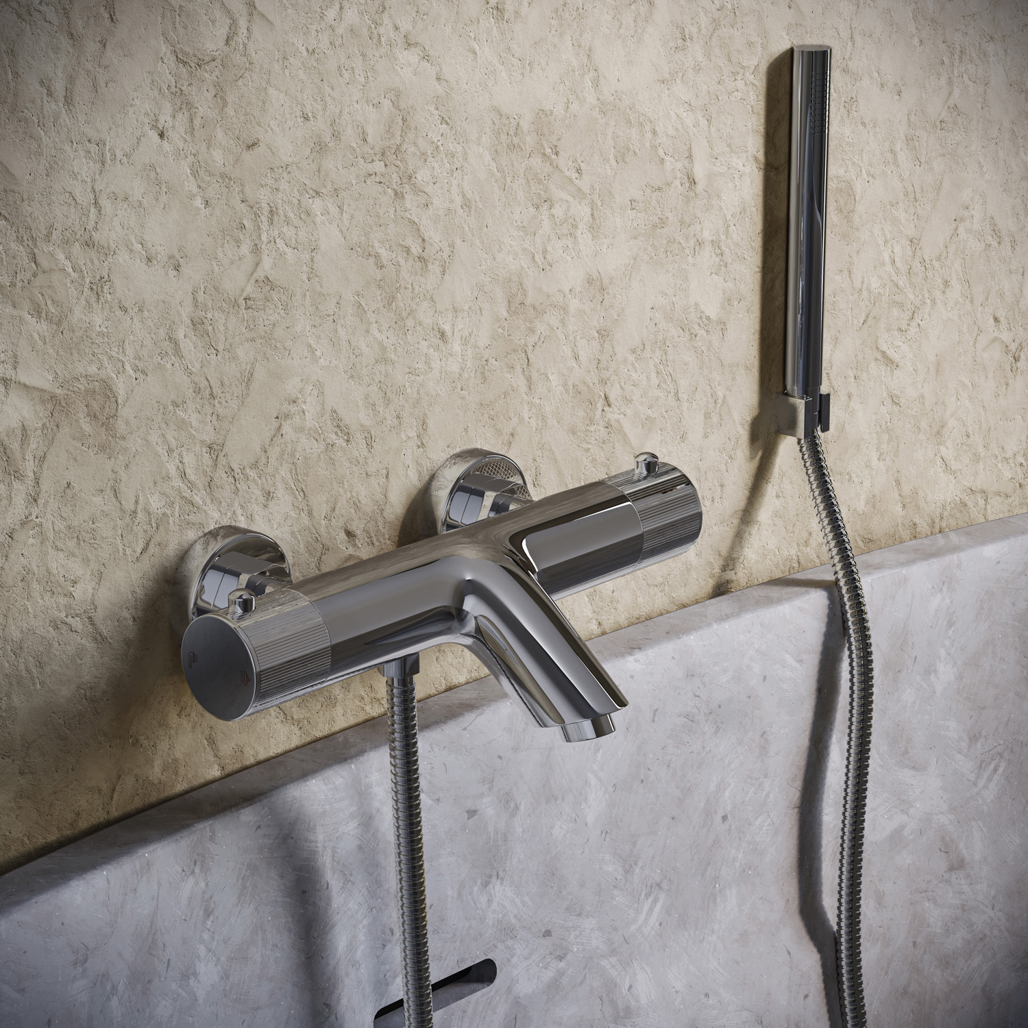Saniclear Talpa Stripes thermostatische opbouw badkraan met handdouche chroom