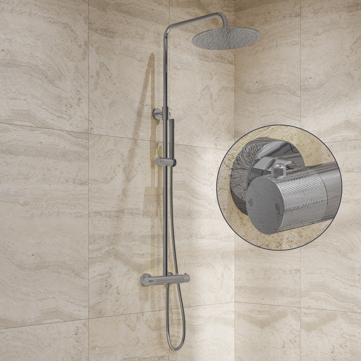 Saniclear Talpa Curved opbouw regendouche chroom met 20cm hoofddouche