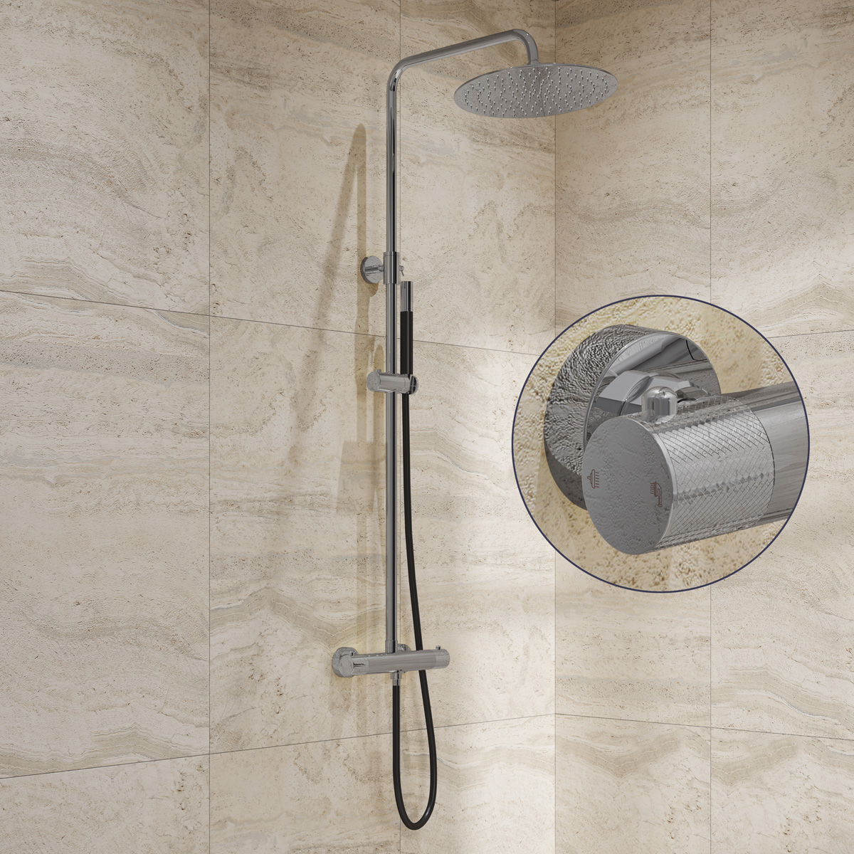 Saniclear Talpa Curved Pro opbouw regendouche chroom met 20cm hoofddouche