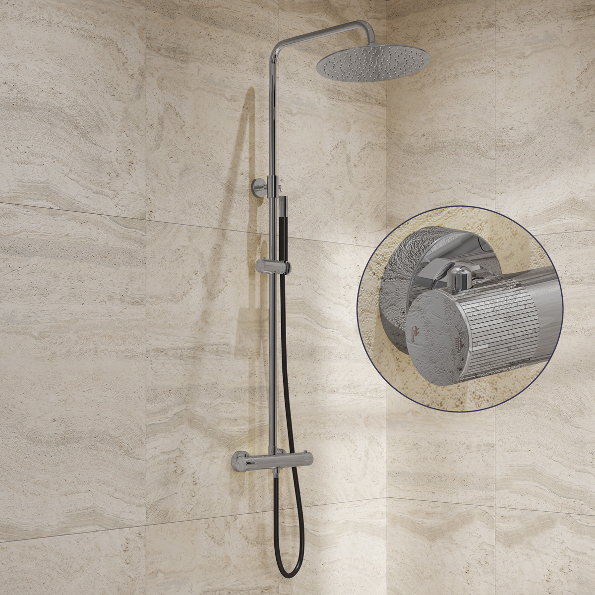 Saniclear Talpa Stripes Pro opbouw regendouche chroom met 20cm hoofddouche