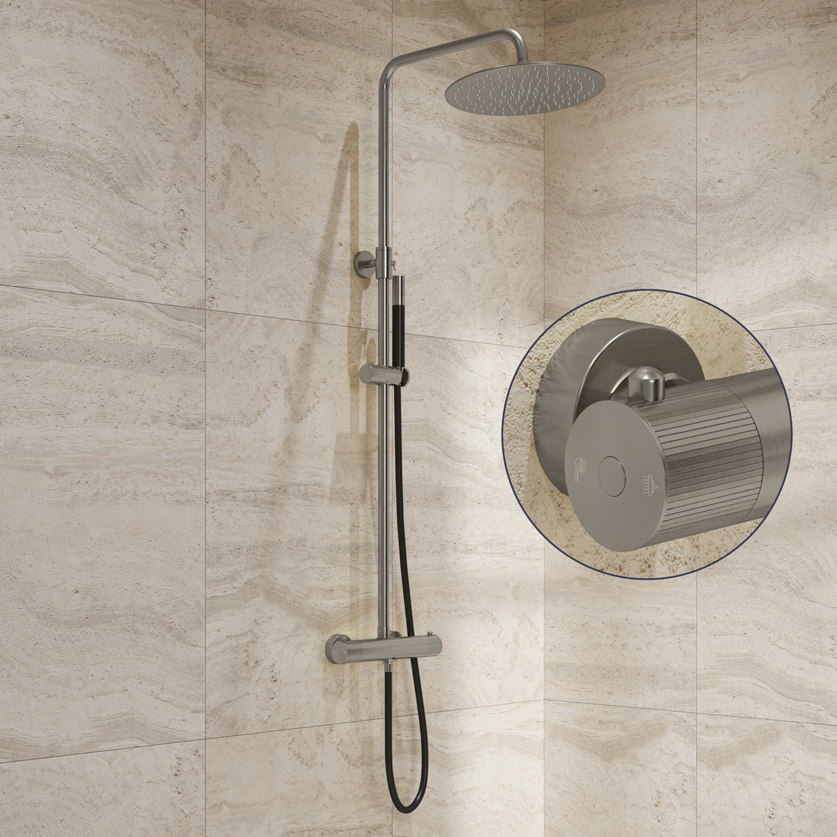 Saniclear Exclusive Stripes Pro opbouw regendouche RVS met 20cm hoofddouche