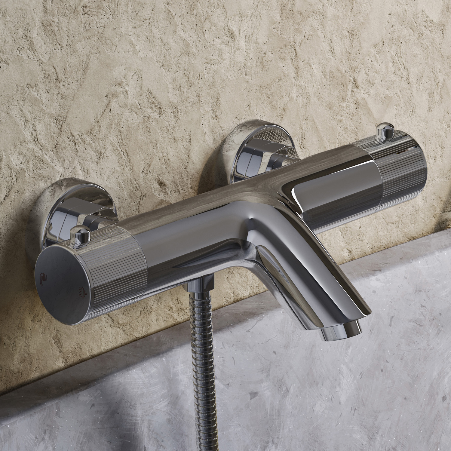 Saniclear Talpa Stripes thermostatische opbouw badkraan chroom