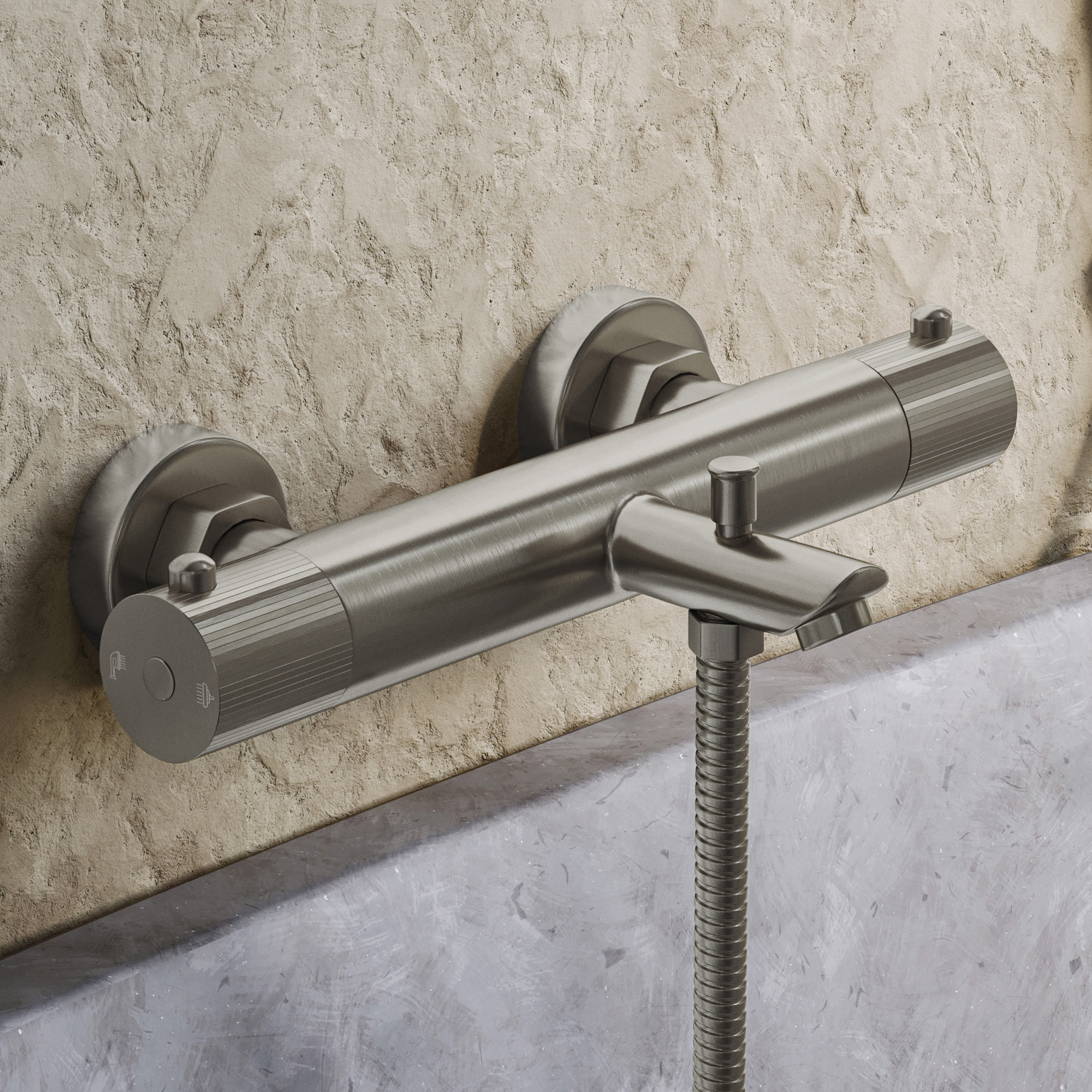 Saniclear Exclusive Stripes thermostatische opbouw badkraan RVS