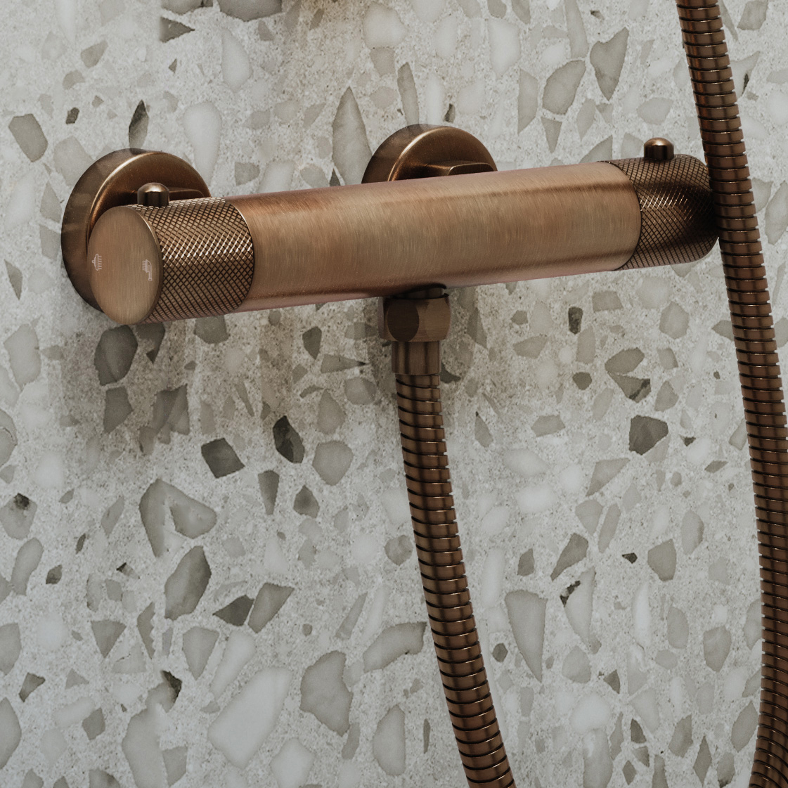 Saniclear Antique Curved opbouw douchethermostaat verouderd messing