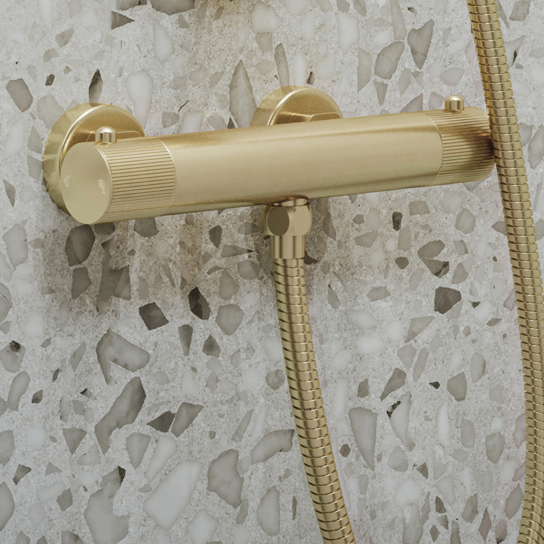 Saniclear Brass Stripes opbouw douchethermostaat geborsteld messing - mat goud