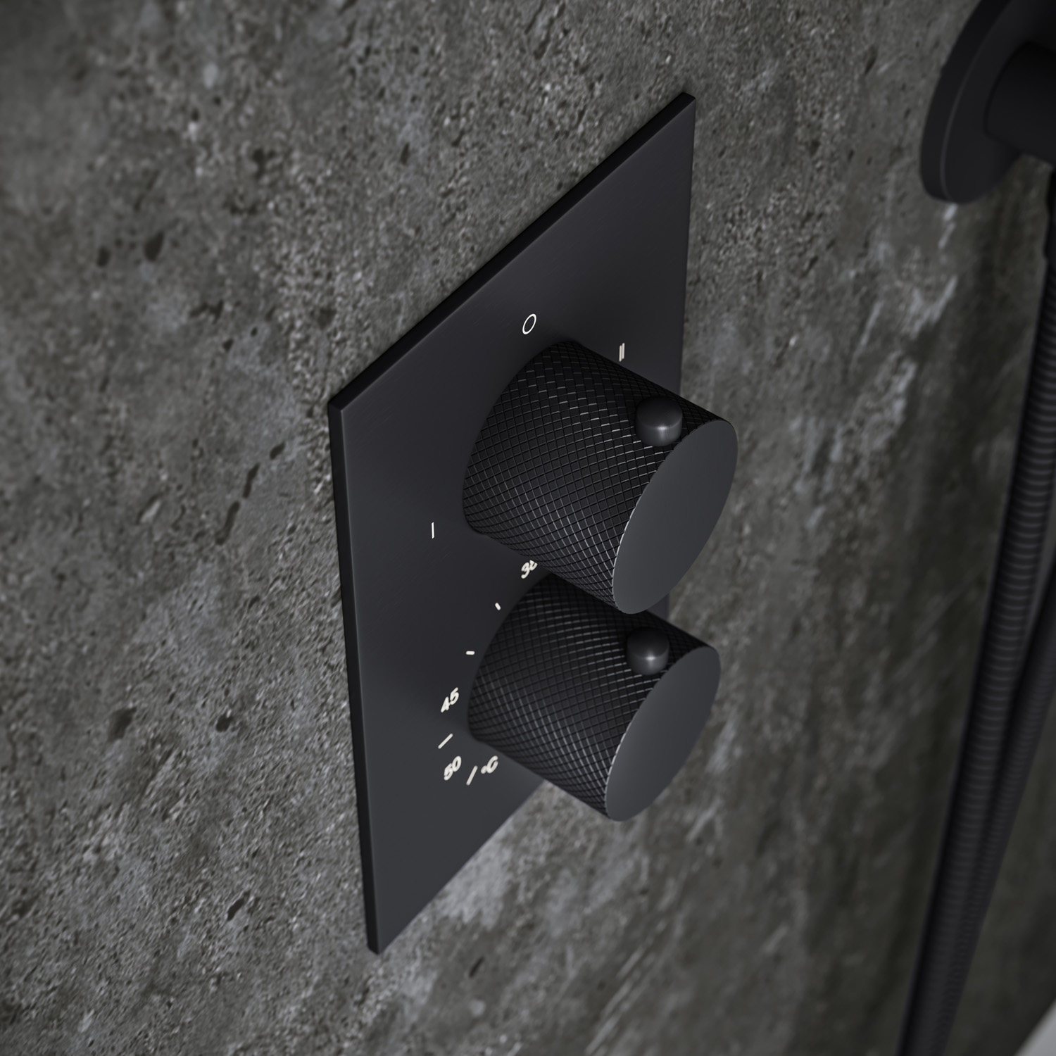 Saniclear Nero Curved inbouw thermostaat met inbouwdeel zwart mat
