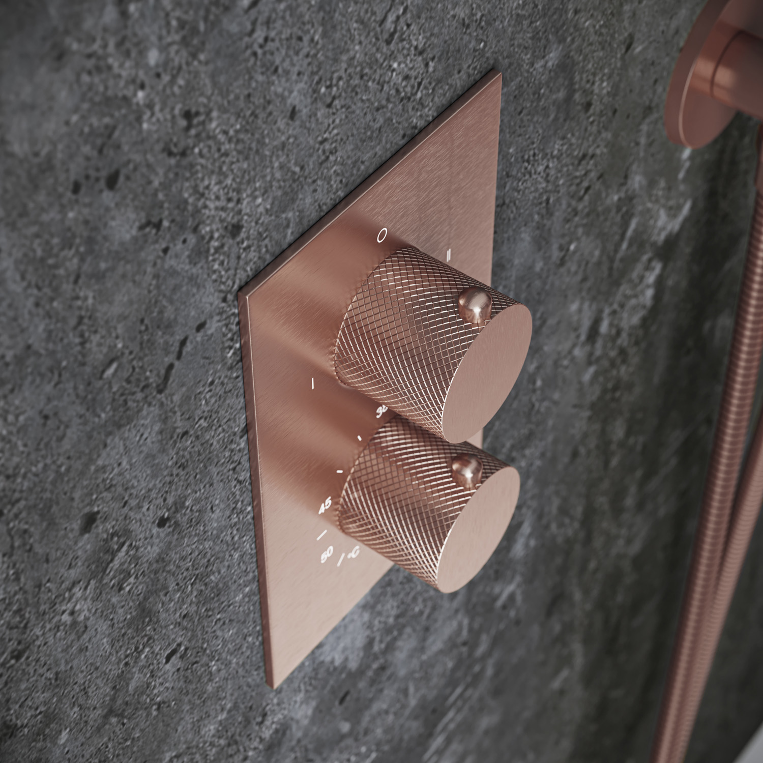 Saniclear Copper Curved inbouw thermostaat met inbouwdeel geborsteld koper