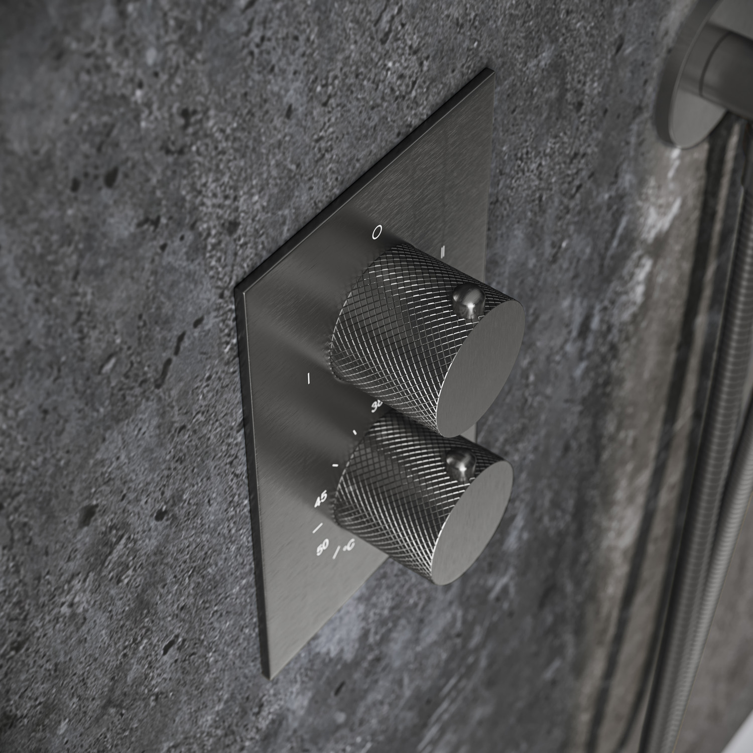 Saniclear Iron Curved inbouw thermostaat met inbouwdeel verouderd ijzer - gunmetal